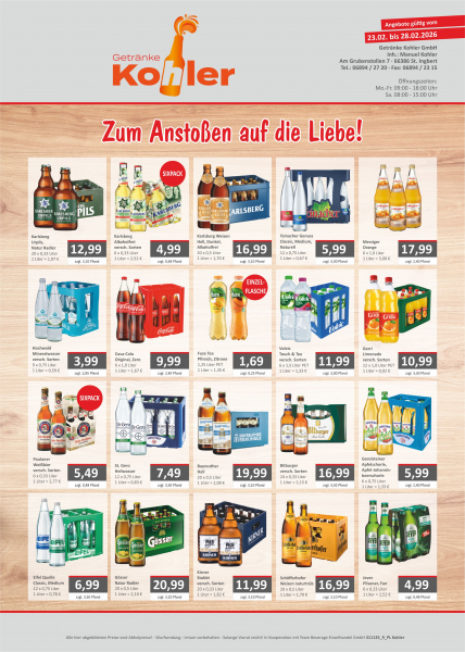 Angebot gültig bis zum 07.03.2026 in unserem Getränkeabholmarkt!  #WirSindKohler